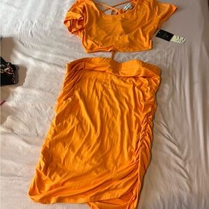 Orange Two-Piece Dress Set